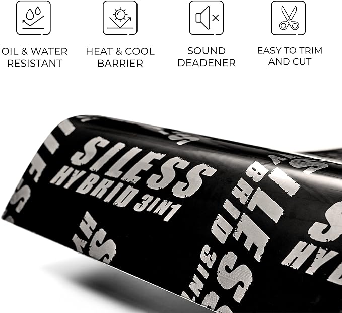 Siless Hybrid 3in1 200 mil 25 sqft Car Sound Deadening mat - Butyl Automotive Sound Deadener - Noise Insulation and Vibration Dampening Material