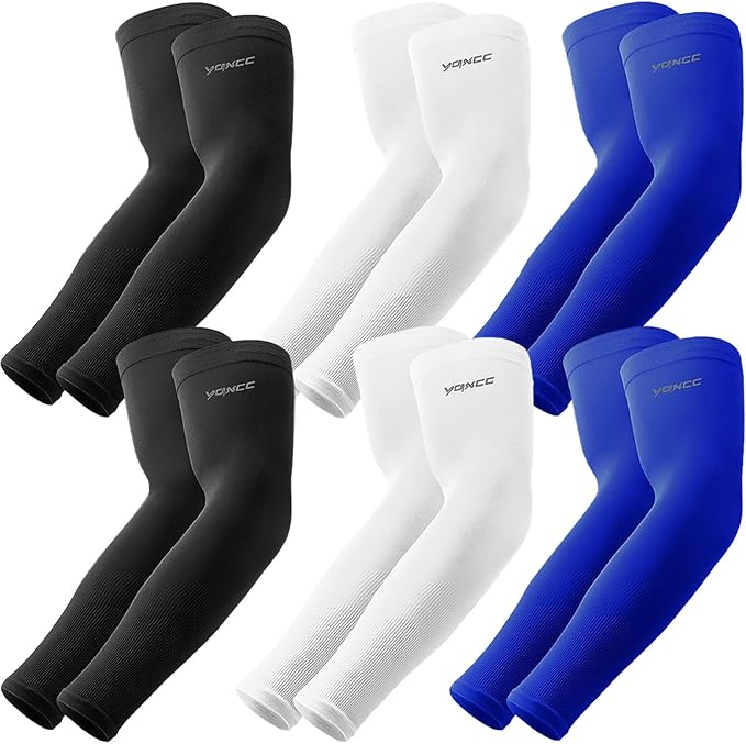 YQXCC 4 Pairs Arm Sleeves, Cooling UV Sun Protection Sports Compression Sleeves for Men Women, Golf Basketball Arm Sleeves