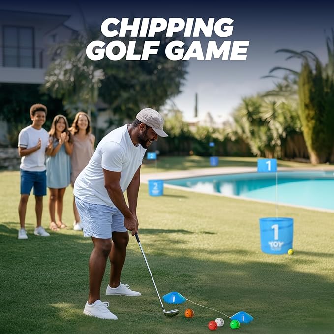 TOY Life Golf Bucket Game Set, 3 Holes Backyard Golf Game for Adults Family Kids, Portable Golf Course with Balls and Flag, Outdoor Indoor Backyard Golf Game Gifts for Beach, Yard, Camping and Lawn