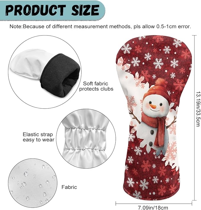 Golf Club Head Covers for Club Protective, Waterproof PU Leather Driver Fairway Wood Hybrid Head Cover