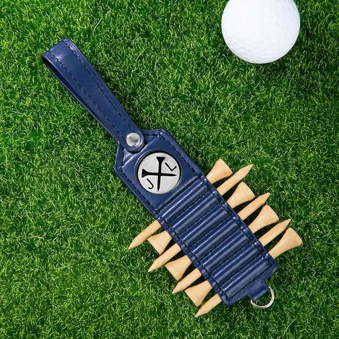 Personalized Golf Tee Holder, Leather Custom Monogram Name Golf Bag Accessory, 3 Colors Gifts for Men Women Dad Mother