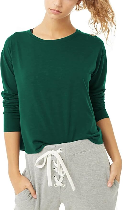 Bestisun Long Sleeve Workout Shirts Yoga Dance Tops Open Back Athletic Clothes for Women