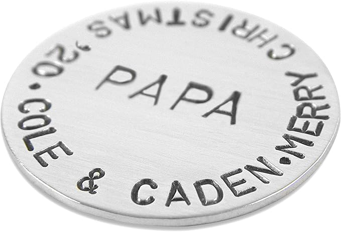 Custom Golf Ball Marker - Personalized with Your Special Message or Names - Hand Stamped Sterling Silver