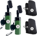 Golf Club Cleaner Brush Kit – Golf Club Cleaning Accessories Include Spray Bottles, Towels, Brush Covers & Retractable Clips – Must-Have Golf Gifts for Clean Shots (1 & 2 Pack)