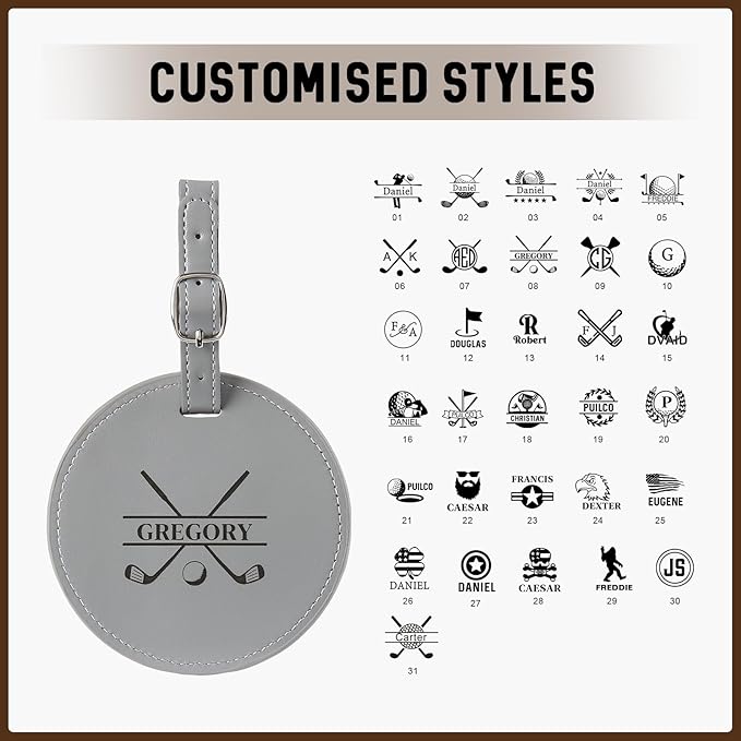 Personalized Golf Bag Tag with Tees Custom Name & Pattern Leather Golf Tee Holder with Gift for Dad