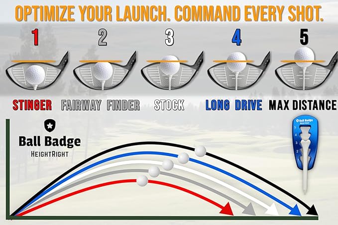 Ball Badge HeightRight Adjustable Golf Tee Height Tool – Precision Tee Height Setter for Consistent Swings, Durable Aluminum Design, Easy-to-Use Golf Training Aid