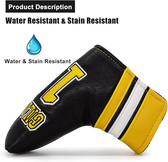 Golf Headcovers Happy Gilmore Golf Club Head Covers Advanced Embroidery Premium Leather Driver Headcover Fairway Wood Covers Hybrid Head Covers, Golf Mallet Blade Putter Cover