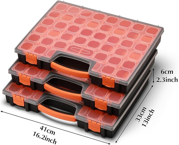 EMENTOL 3PCS Multi-Purpose Portable Organizer Box Set with 72-Removable Compartments, 3 Pieces Professional Boxes with Dimension 16.2"L*13"W*2.3"H