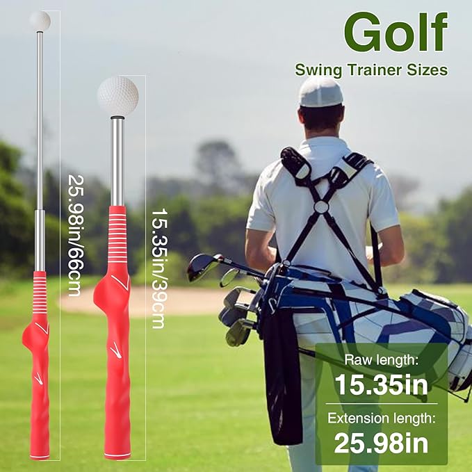 Retractable Golf Swing Trainer, Portable Grip Trainer and Training Auxiliary Elastic Band for Beginners, Indoor & Outdoor Practice(Black)