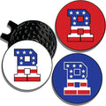 Wolf Golf Towels Golf Ball Marker Hat Clip | USA Monogram | 1 Magnetic Clip + 3 Ball Markers | Patriotic Golf Accessories for Men & Women