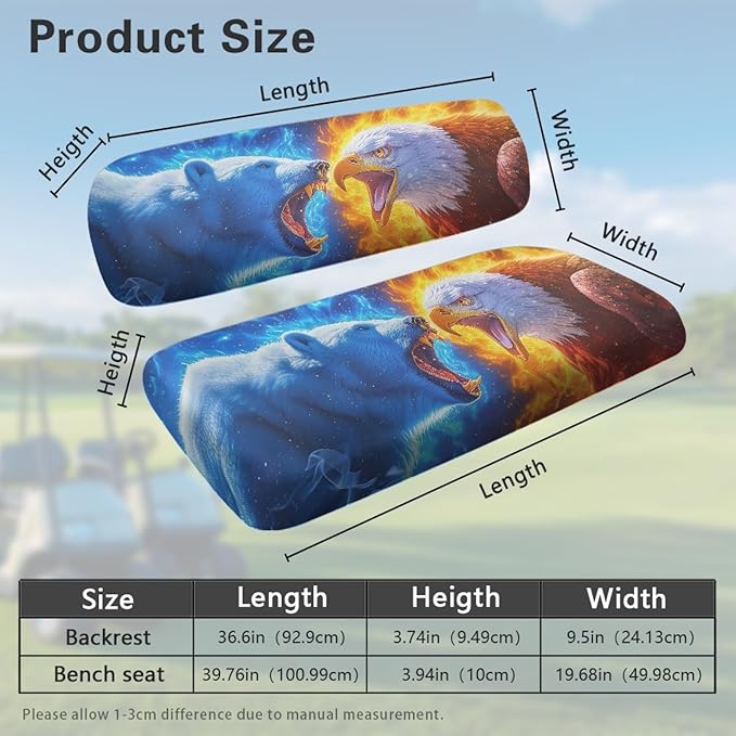 Fashion Print Golf Cart Seat Covers 2 Passenger Golf Cart Backrest Cover Golf Cart Seat Towel Gift for Friends