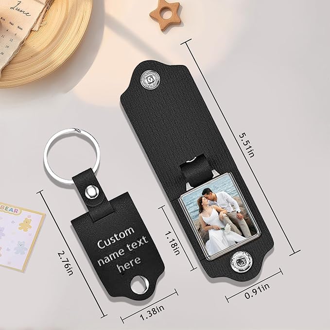 Custom Keychains with Picture Personalized Photo Logo Text Customized Key Chain for Boyfriend Dad Men Women Gifts