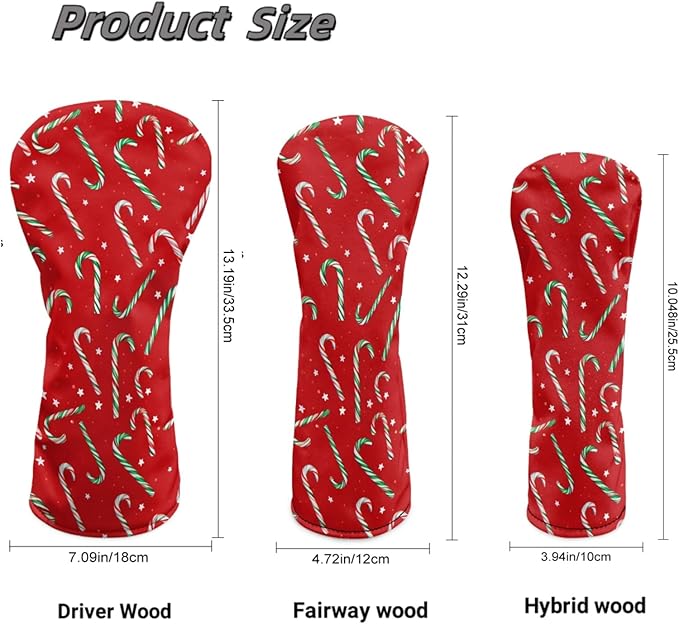 Golf Club Head Covers for Club Protective, Waterproof PU Leather Driver Fairway Wood Hybrid Head Cover