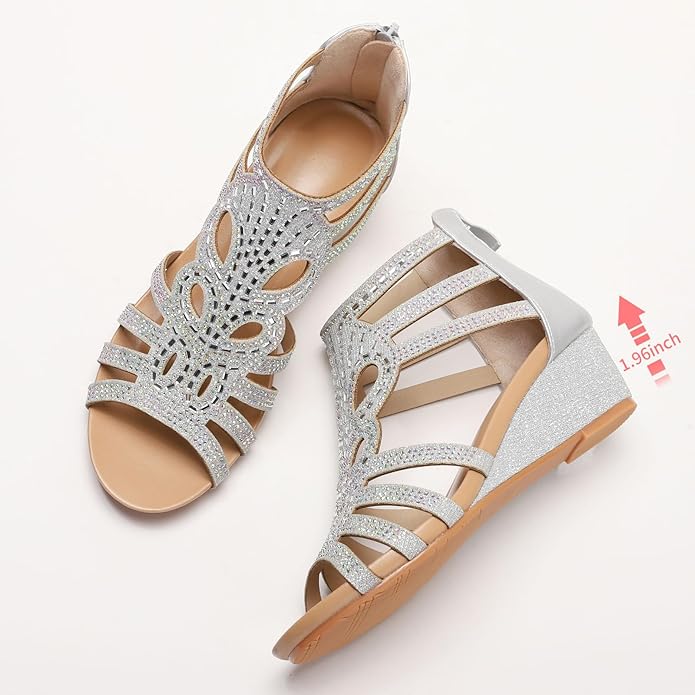 WOJWSKI Women's Slide Wedge Sandal Open Toe High Heel Zipper Back Platform
