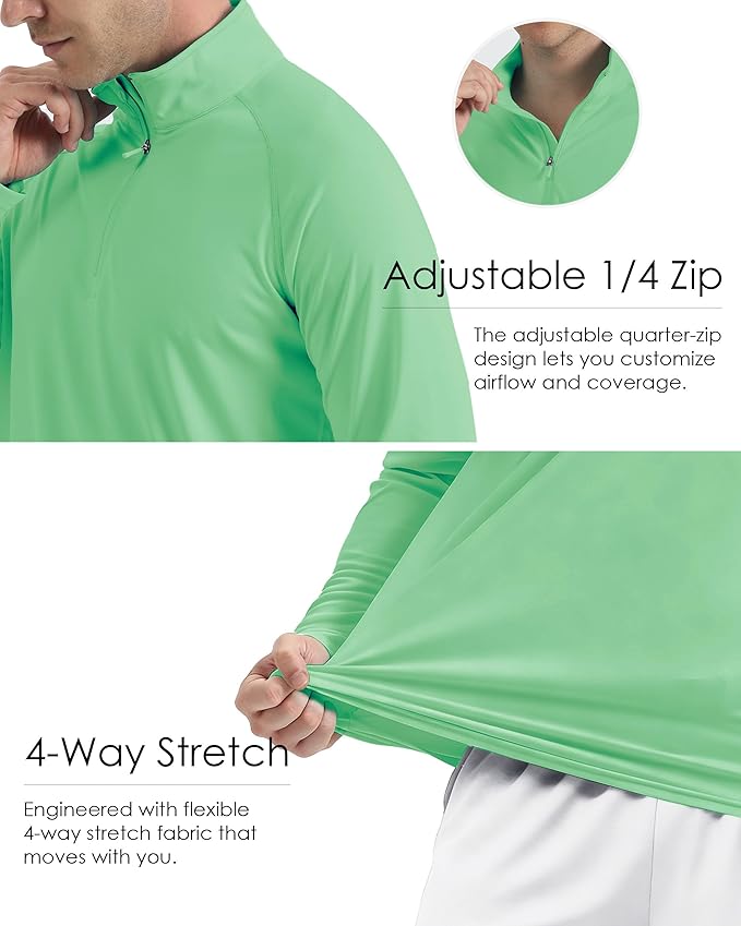 Boladeci Men's UPF 50+ Sun Shirts 1/4 Zip Long Sleeve SPF UV Protection Lightweight Quick Dry Quarter Zip Golf Shirts