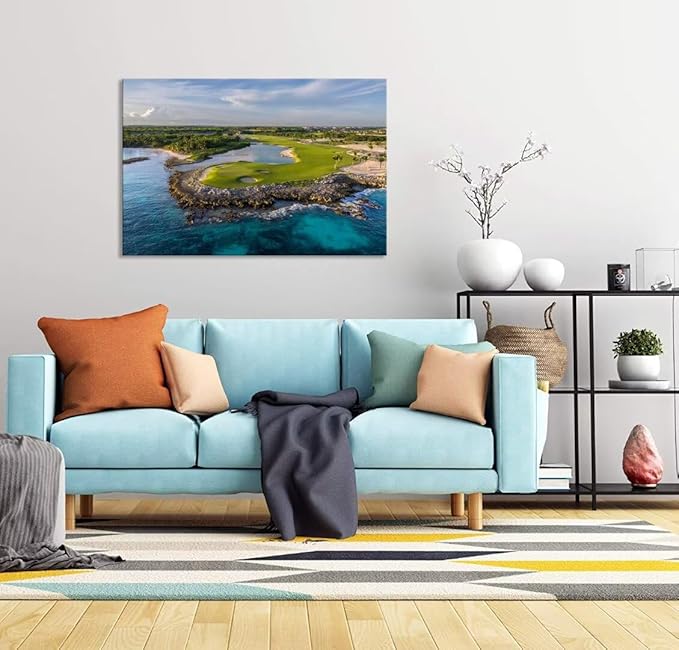 Punta Espada Golf Club Wall Art for Living Room Bedroom Bathroom Home Decorations Punta Espada Golf Course Picture Poster Framed Artwork Ready to Hang(12''H x 16''W)