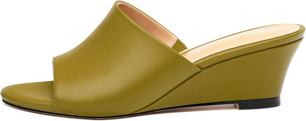Wedge Sandals for Women Open Toe Wedge Heels Womens Matte High Heel Sandal Round Toe Heeled Wedge Sandals Slip on Casual shoes 2 inch