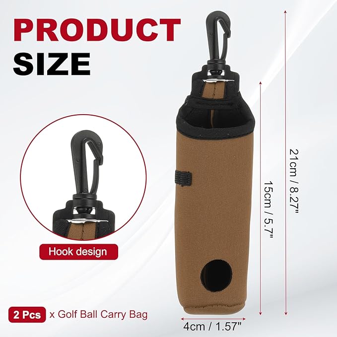 uxcell Golf Ball Carry Bag, Waist-Mounted Storage Bag Neoprene Golf Tee Holder Pouch with Lightweight Hook for Men and Women