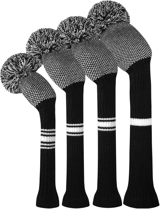 Scott Edward Knit Wood Golf Club Head Covers 4 Pieces Knitted Item Fit Over Well Driver Wood(460cc) Fairway Wood and Hybrid(UT)