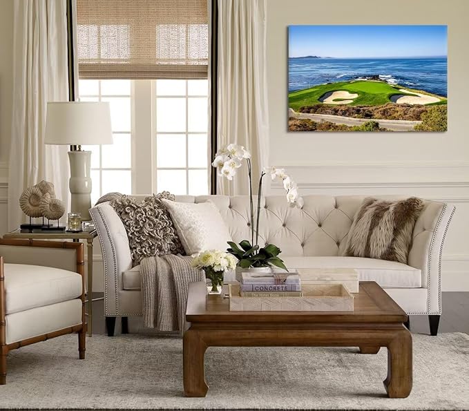 USA California Golf Course Wall Art for Living Room Bedroom Bathroom Home Decorations Golf Course Picture Poster Print on Canvas Modern Artwork Framed Ready to Hang(28''H x 44''W)