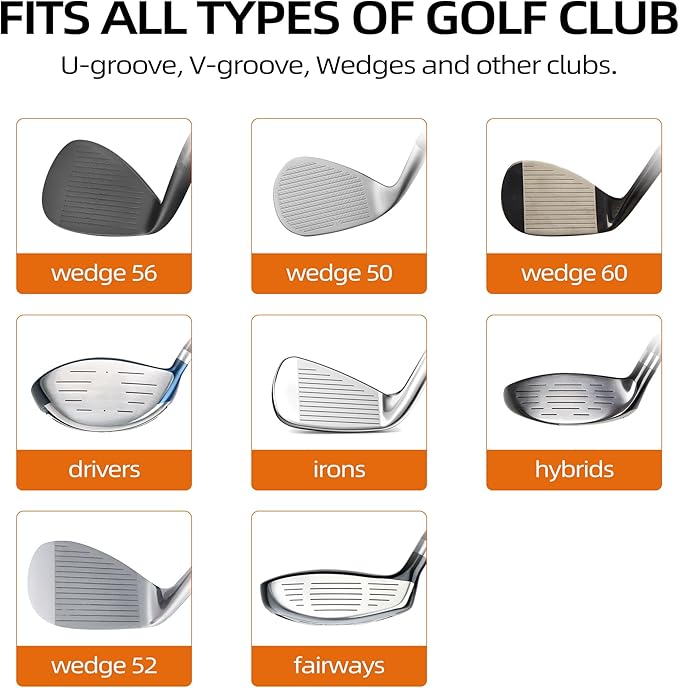 Golf Club Groove Sharpener, Re-Grooving Tool and Cleaner for All Irons Pitching Sand Lob Gap and Approach Wedges, Generate Optimal Backspin, Groove Repair Tool, Tungsten Carbide Head