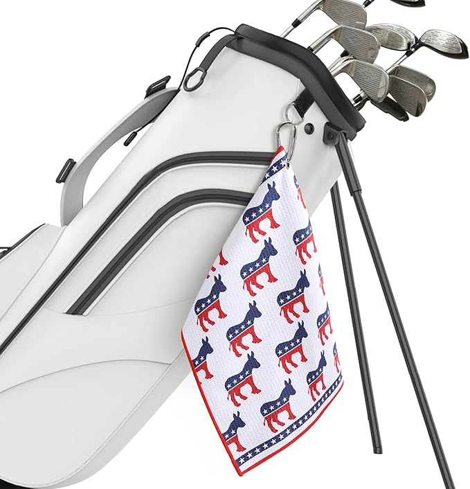 Microfiber Golf Towels for Golf Bags & Carts - Premium Weave Waffle & Ball Towels with Carabiner Clip, Essential Accessories for Men, Women and Kids, Golfer Gifts, Set of 2 (Donkey)