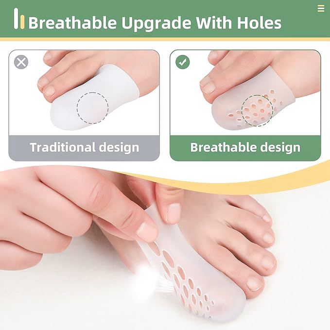 Big Toe Cap 10 Pcs, Breathable Toe Protector Toe Cover Sleeves with Holes, Provides Relief from Corns, Blisters,Reduce Friction(Transparent)