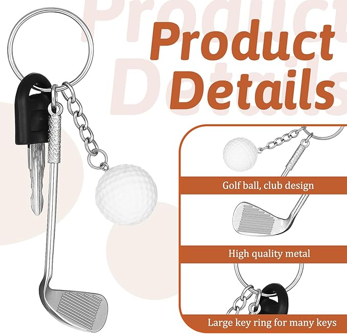 2 PCS Golf Club Keychain, Mini Alloy Golf Keychain Golf Gifts Keychains for Men Women Golfers Golf Ball Keychains Backpack Decorations Birthday Christmas Gifts for Family Sports Golf Lovers