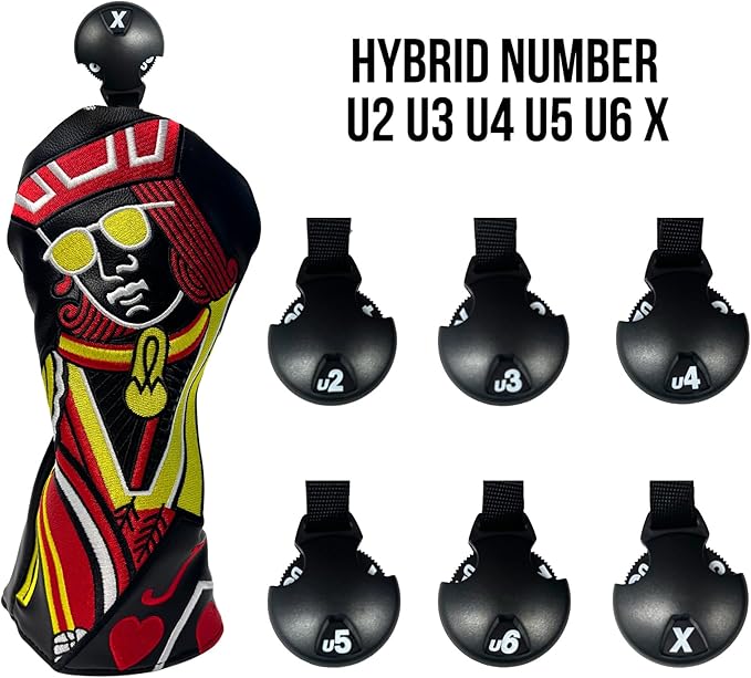 Poker Golf Headcover Golf Club Covers Fairway Wood Cover Headcover with Premium Synthetic Leather Material Embroidery Poker Pattern Fits for All Brand Golf Clubs.