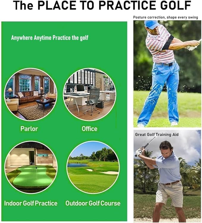 Golf Swing Training Aid Set- Retractable Golf Grip Swing Trainer& Arm Band, Indoor Outdoor Golf Practice Warm Up Stick