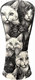 Golf Club Covers Cats Black Driver Headcover, Leather Golf Club Head Covers for Driver Fairway Woods Waterproof Golf Headcovers with Anti-Scratch Lining for Men Women