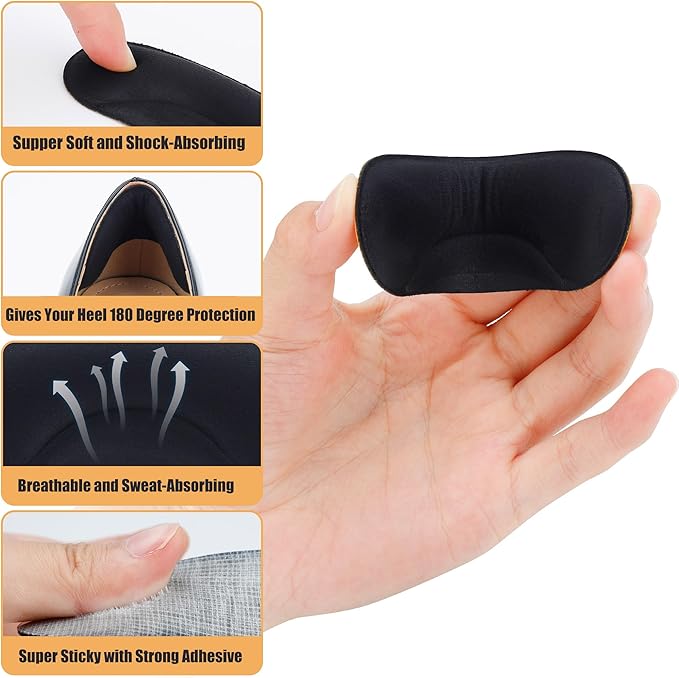 6 Pairs Heel Cushion Pads for Shoes Too Big, Shoe Grips Liners Heel Protectors to Prevent Heel Pain, Blisters and Rubbing, Anti Slip Shoe Filler Make Shoes Fit Tighter