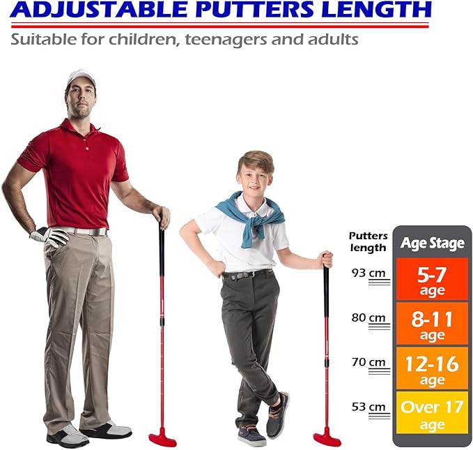 THIODOON Golf Putters for Men and Women Two-Way Kids Putter Mini Golf Putter for Right or Left Handed Golfers Adjustable Length Golf Putter Suitable for Children, Teenagers and Adults