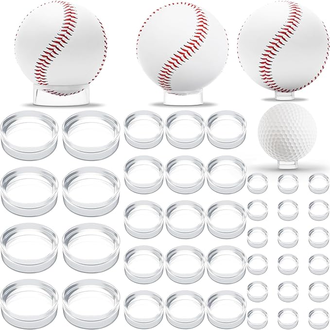 120 Pcs Baseball Holder Ring Stand 0.6/1.22/1.77 Inch Round Acrylic Stands, Small Display Stand Ring Clear Sphere Holder for Small Balls, Baseball, Golf Ball, Crystal Ball, Egg Stand, Marble, Softball
