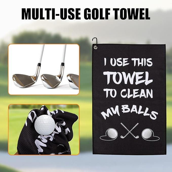 Golf Accessories Towel Gifts for Men -Funny Towel Cleaning Cloth with Clip for Bags Golf Balls & Clubs, Gifts for Him Golfer Husband Boyfriend Christmas Birthday Valentines Day Fathers Day Retirement