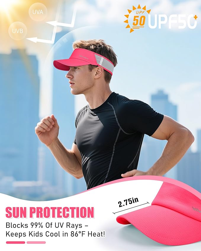 Sports Sun Visor Hats for Women Men Lightweight Breathable Cooling Stretchy Visors Foldable UPF 50+ for Running Tennis Golf