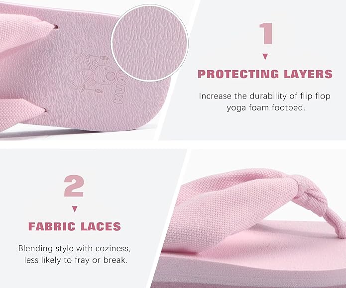 KuaiLu Flip Flops for Women with Arch Support Yoga Mat Comfortable Summer Beach Walking Thong Cushion Sandals Slip On Indoor Outdoor
