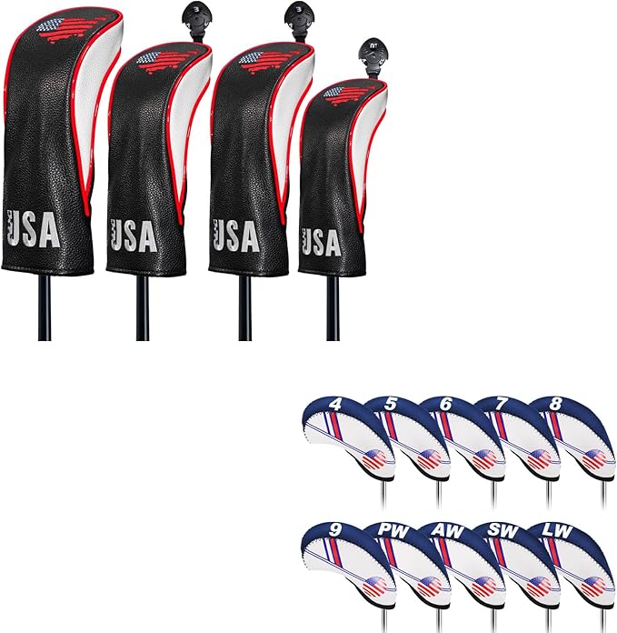Golf Club Head Cover Set - Premium Wood Headcovers and Iron Covers, Fits All Standard Clubs, Reliable Protection with Stylish Design