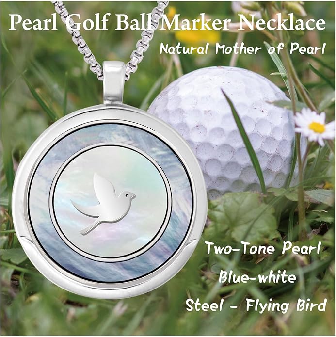 Golf Ball Marker Necklace with Pearl Ball Marker, Golf Accessories, Golf Gifts, Golf Ball Markers for Women