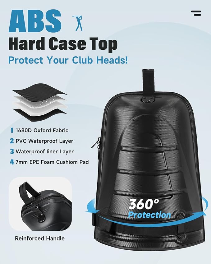 findway Golf Travel Bags, Golf Bag Travel Case for Airlines with Wheels, 1680D Heavy Duty Oxford and ABS Hard Case Top, Lightweight and Foldable