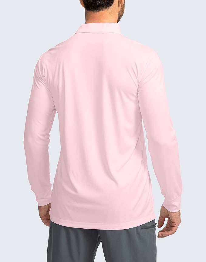 Men's Polo Shirt Long Sleeve Golf Shirts Lightweight UPF 50+ Sun Protection Cool Shirts for Men Work Fishing Outdoor