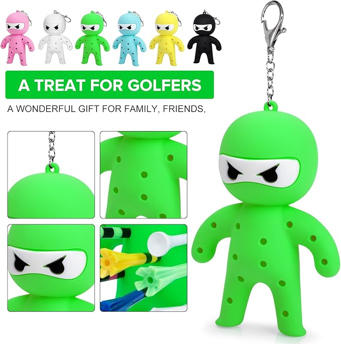 Golf Tee Holder, Ninja Portable Funny Golf Tees Holder Keychain Golf Gift Golf Accessories for Men & Women