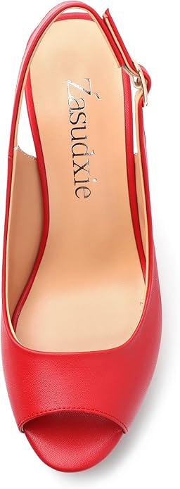 Womens Peep Toe Wedge Heels Matte Fashion Cork Slingback Pumps Platform Wedge Sandals 3.94 Inches