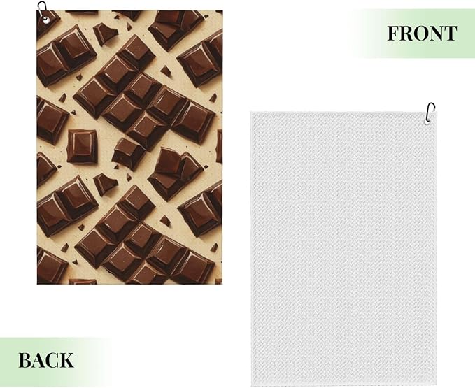 Chocolate Golf Towel Waffle Microfiber with Hook Detachable Clip 24x16in