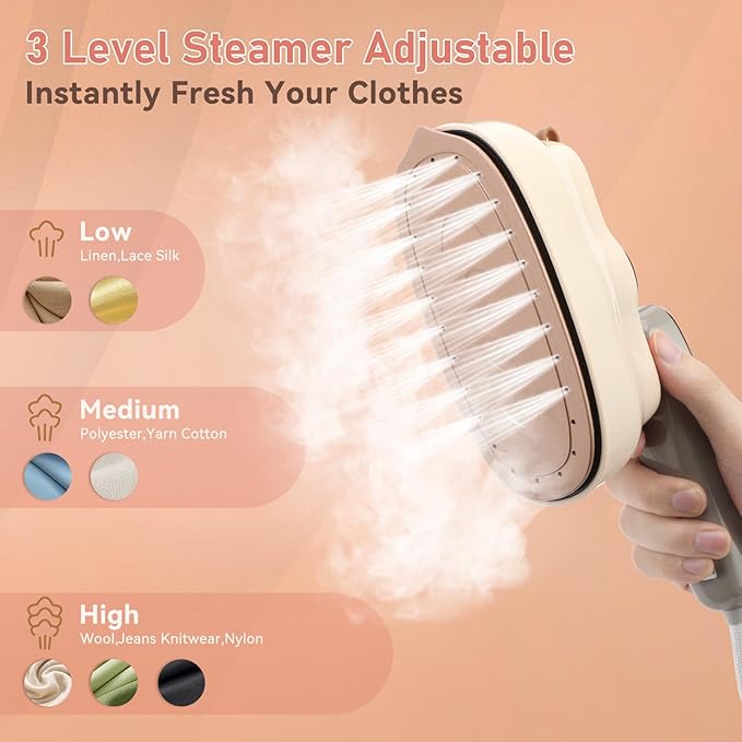 Steamer Iron for Clothes, Biupky 1200w Travel Steamer for Clothes Portable Mini, 180° Rotating Handheld Portable Steamer Mini Iron for Clothes