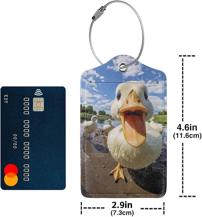 TSA Approved Luggage Tags for Suitcases Duck 2 Pack Funny Leather Carnival Cruise Airport Cute Travel Name Tags Golf Bag tag Ships Essentials Privacy Cover ID Label for Women Men