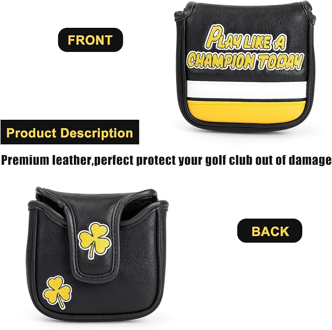 Golf Club Head Covers Premium Leather Golf Driver Fairway(FW) Wood Hybrid(UT) Covers with Number Tags, Golf Mallet Putter Cover Play Like A Champion