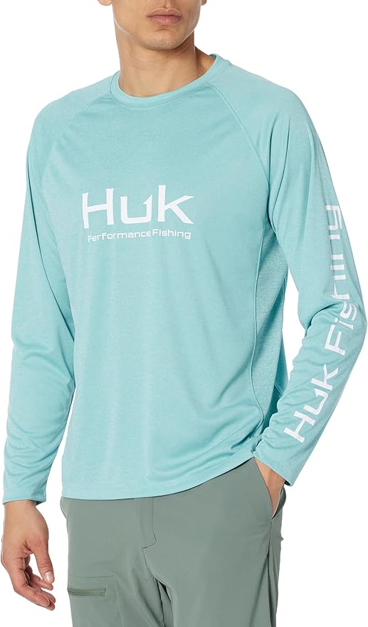 HUK Mens Pursuit Heather Long Sleeve Shirt, Fishing Shirt for Men