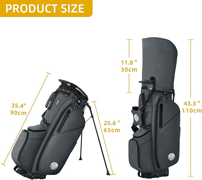 Golf Stand Bag 14 Way, Lightweight Golf Bags for Men Women with Stand, Padded Ergonomic Double Strap, Full Length Dividers, Multiple Pockets, Rain Hood
