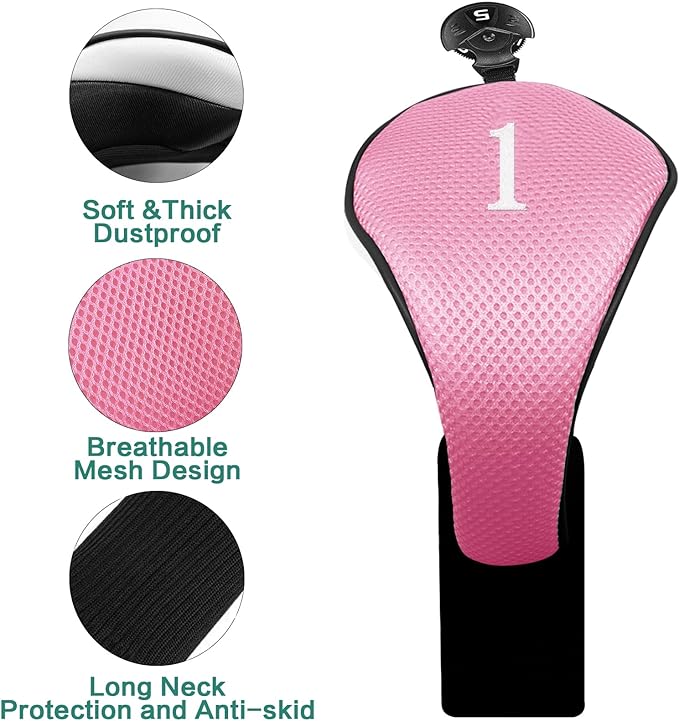 Golf Club Head Covers for Woods and Driver Hybrids Fairway Value Pack Protective Clubs Headcovers with Interchangeable No.Tags 1 3 5